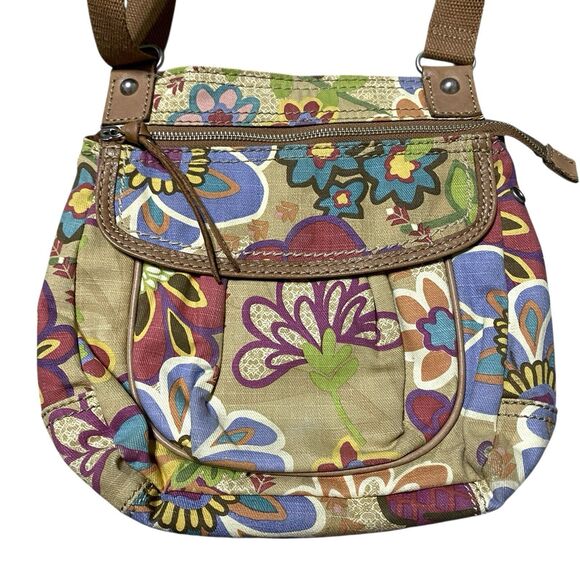Vintage Fossil Crossbody Shoulder Messenger Canvas Bag Floral Boho Hippie Purse - Picture 2 of 16